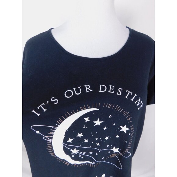Mia Luce Its Our Destiny Dream Graphic Tee Loungewear Top Black L - Picture 2 of 10